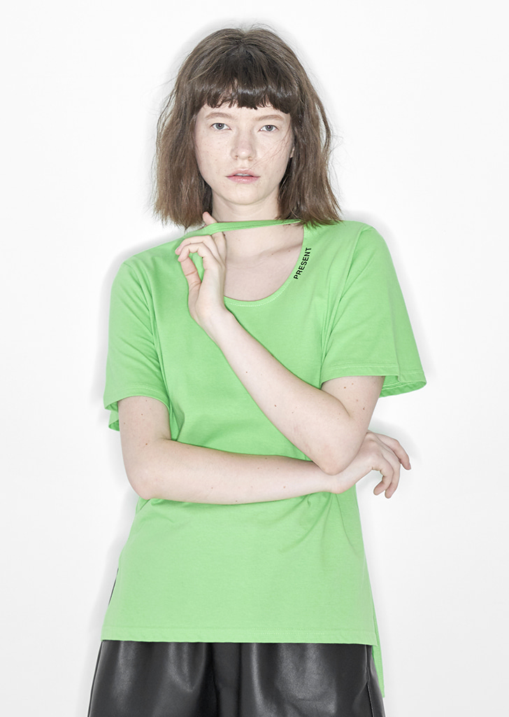 CUT OUT T-SHIRTS, NEON GREEN