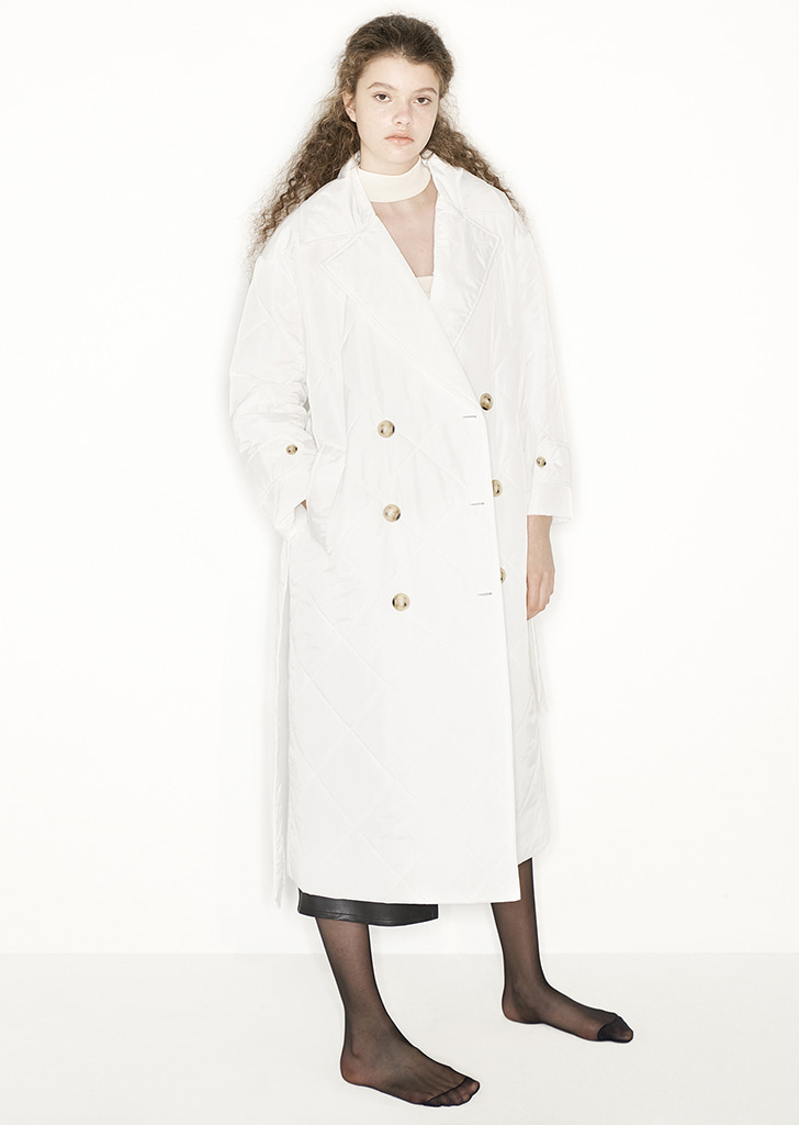QUILTING TRENCH COAT, WHITE